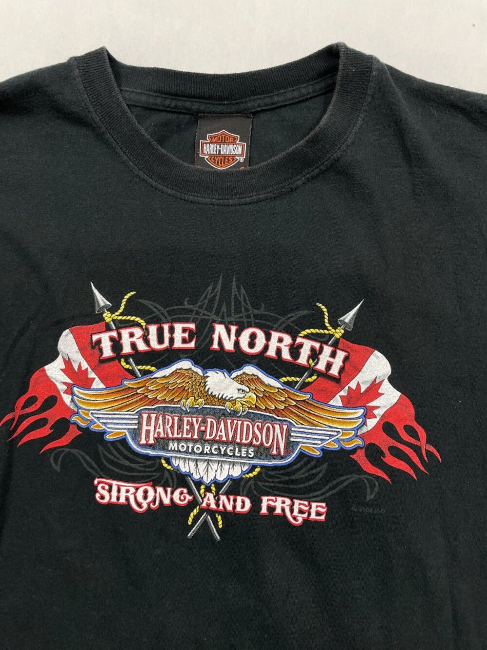 Harley Davidson Red Rock Canada True North Strong Free Biker T-Shirt Men's L